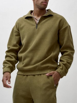 Спортивный костюм мужской демисезонный на флисе цвета хаки 331Kh