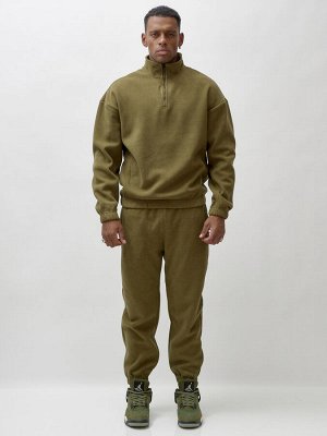 Спортивный костюм мужской демисезонный на флисе цвета хаки 331Kh
