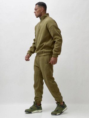 Спортивный костюм мужской демисезонный на флисе цвета хаки 331Kh
