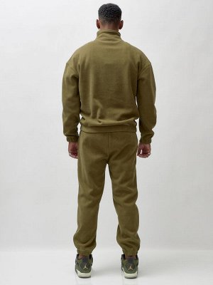 Спортивный костюм мужской демисезонный на флисе цвета хаки 331Kh