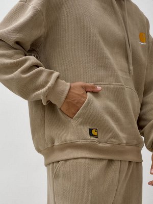 Спортивный костюм мужской демисезонный на флисе бежевого цвета 323B