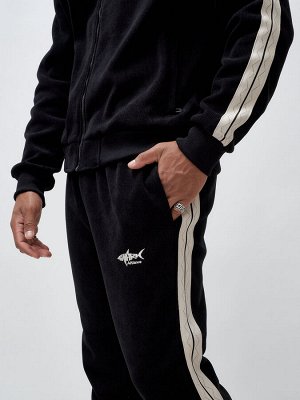 Спортивный костюм мужской демисезонный на флисе черного цвета 330Ch