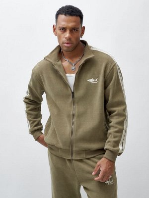 Спортивный костюм мужской демисезонный на флисе цвета хаки 330Kh