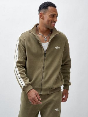 Спортивный костюм мужской демисезонный на флисе цвета хаки 330Kh