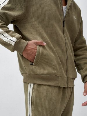 Спортивный костюм мужской демисезонный на флисе цвета хаки 330Kh