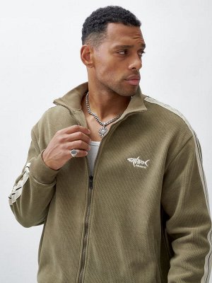 Спортивный костюм мужской демисезонный на флисе цвета хаки 330Kh