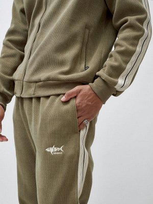 Спортивный костюм мужской демисезонный на флисе цвета хаки 330Kh