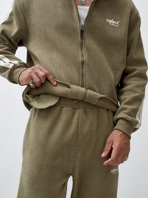 Спортивный костюм мужской демисезонный на флисе цвета хаки 330Kh