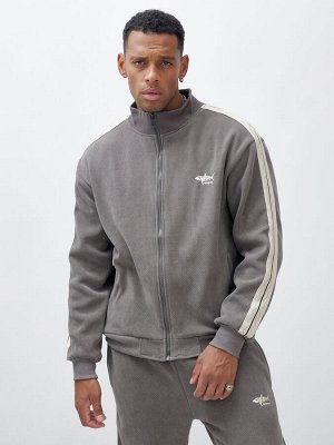 Спортивный костюм мужской демисезонный на флисе серого цвета 330Sr