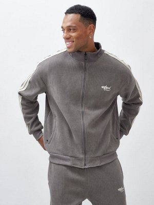 Спортивный костюм мужской демисезонный на флисе серого цвета 330Sr