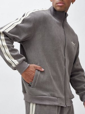 Спортивный костюм мужской демисезонный на флисе серого цвета 330Sr