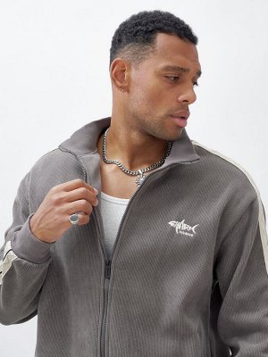 Спортивный костюм мужской демисезонный на флисе серого цвета 330Sr