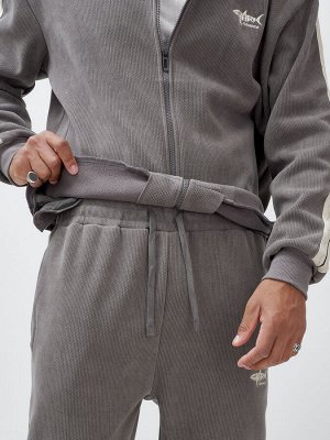 Спортивный костюм мужской демисезонный на флисе серого цвета 330Sr