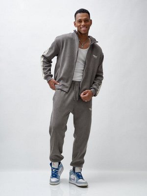 Спортивный костюм мужской демисезонный на флисе серого цвета 330Sr