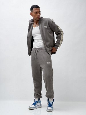 Спортивный костюм мужской демисезонный на флисе серого цвета 330Sr