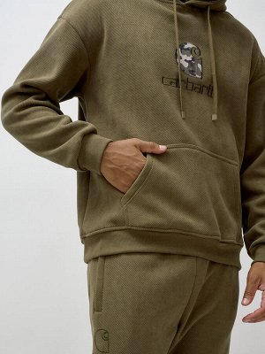 Спортивный костюм мужской демисезонный на флисе цвета хаки 332Kh