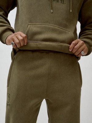 Спортивный костюм мужской демисезонный на флисе цвета хаки 332Kh
