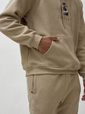 Спортивный костюм мужской демисезонный на флисе бежевого цвета 332B