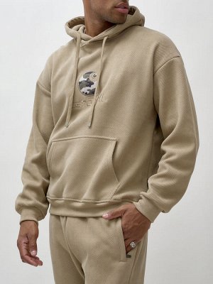 Спортивный костюм мужской демисезонный на флисе бежевого цвета 332B