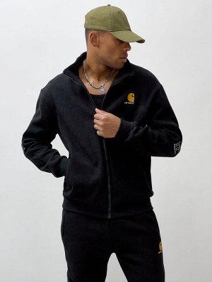 Спортивный костюм мужской демисезонный на флисе черного цвета 339Ch