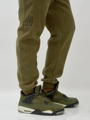 Спортивный костюм мужской демисезонный на флисе цвета хаки 339Kh