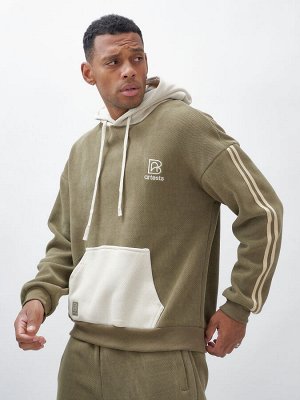 Спортивный костюм мужской демисезонный на флисе цвета хаки 325Kh