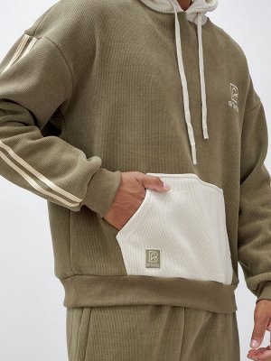 Спортивный костюм мужской демисезонный на флисе цвета хаки 325Kh