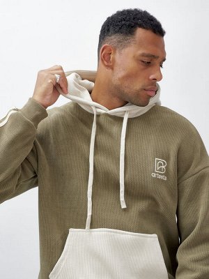 Спортивный костюм мужской демисезонный на флисе цвета хаки 325Kh