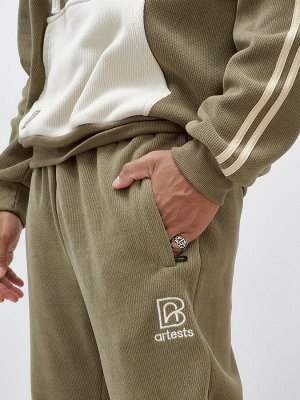 Спортивный костюм мужской демисезонный на флисе цвета хаки 325Kh