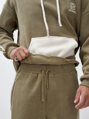 Спортивный костюм мужской демисезонный на флисе цвета хаки 325Kh