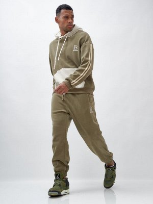 Спортивный костюм мужской демисезонный на флисе цвета хаки 325Kh