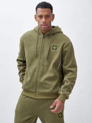 Спортивный костюм мужской демисезонный на флисе цвета хаки 340Kh