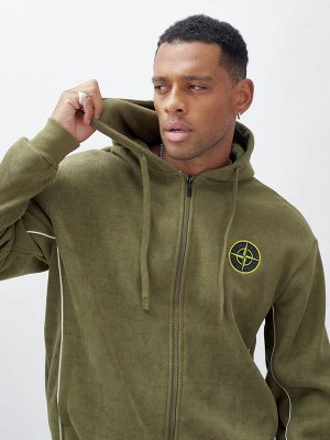 Спортивный костюм мужской демисезонный на флисе цвета хаки 340Kh