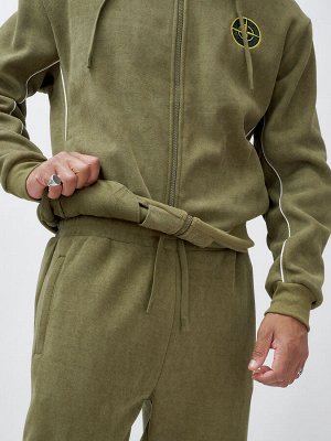 Спортивный костюм мужской демисезонный на флисе цвета хаки 340Kh
