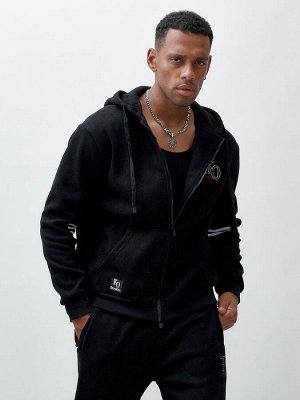 Спортивный костюм мужской демисезонный на флисе черного цвета 336Ch