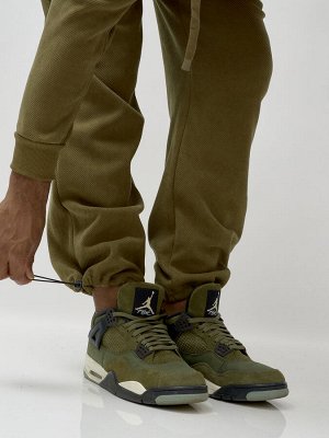 Спортивный костюм мужской демисезонный на флисе цвета хаки 336Kh