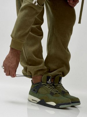 Спортивный костюм мужской демисезонный на флисе цвета хаки 341Kh