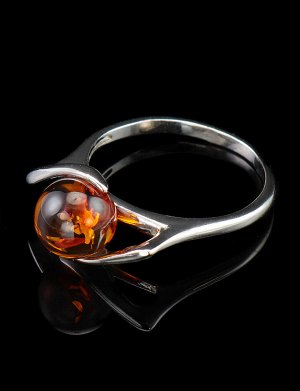 Оригинальное серебряное кольцо с натуральным коньячным янтарём «Альдебаран», 706301006