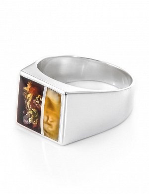 Яркий перстень из серебра со вставками из натурального янтаря London, 706304025