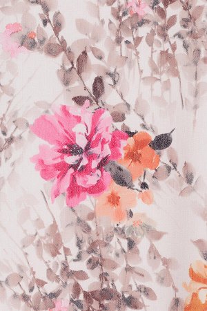 #68971 Платье Молочный/Розовые цветы