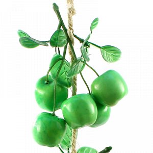 Декоративное яблоко зеленое 20 штук (3,3х3см), на косичке 48см (Китай)
