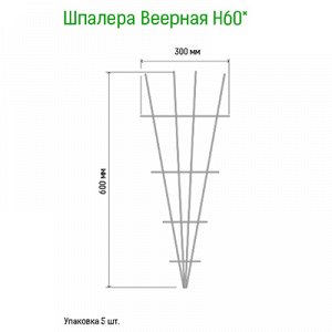 Шпалера для комнатных растений "Веерная" h0,6м, проволочная s0,3см, зеленая эмаль (Россия)