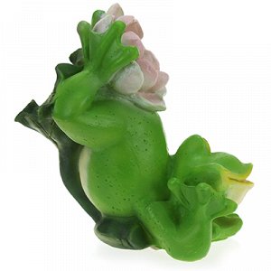 Скульптура-фигура для сада из полистоуна "Лягушонок с цветком" 24х26см (Россия)