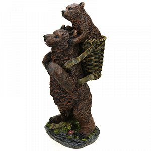 Скульптура-фигура кашпо для сада из полистоуна "Медведь с мишкой за спиной" 26х48см (Россия)