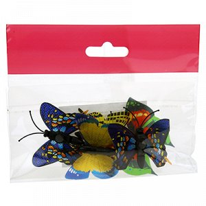 Декор "Бабочка" на магните, набор 5 штук, 4см, цвета микс, в п/эт упаковке (Китай)