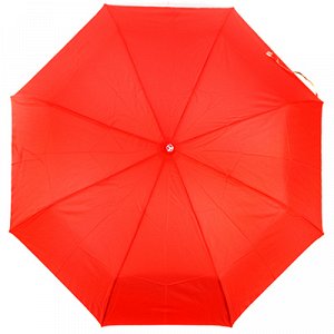 Зонт полуавтомат "Моно с кантом" плащевка, 8 лучей, д/купола 100см, 2 сложения, 31см в сложенном виде, механизм против ветра, обрезиненная ручка, красный, 400гр (Китай)