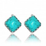 Серьги с бирюзой (посеребрение)
