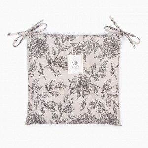 Подушка на стул Этель "Black flowers" 42х42см, 100% хлопок, 190 г/м2