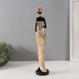 Фигурка полистоун «Африканка в платье с листьями, с горшком», золото, 8.5x8x39 см