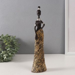 Фигурка полистоун «Африканка в золотой юбке, с золотыми украшениями», 8x5.5x31.5 см